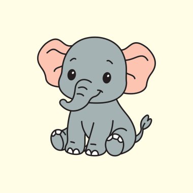 Şirin çizgi film fil boyama kitabı illüstrasyon vektör tasarım şablonları basit ve modern