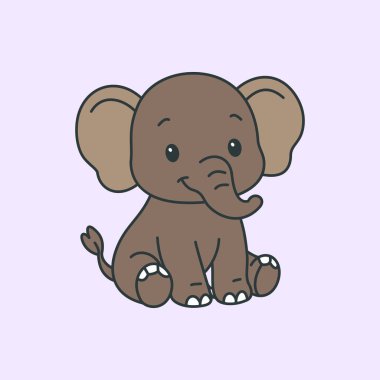 Şirin çizgi film fil boyama kitabı illüstrasyon vektör tasarım şablonları basit ve modern