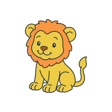 Sevimli çizgi film Aslan boyama kitabı illüstrasyon vektör tasarım şablonları basit ve modern