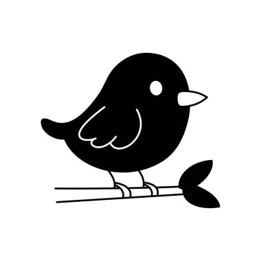 Şirin çizgi film Kuş boyama kitabı illüstrasyon vektör tasarım şablonları basit ve modern