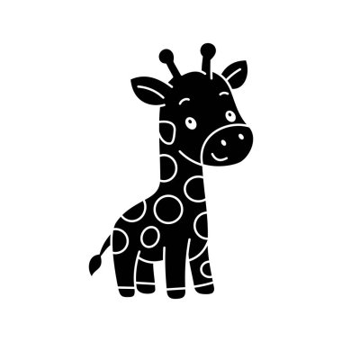 Şirin çizgi film zürafa boyama kitabı illüstrasyon vektör tasarım şablonları beyaz arka planda basit ve modern izole