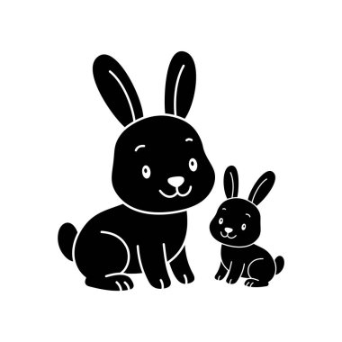 Sevimli çizgi film Tavşan boyama kitabı illüstrasyon vektör tasarım şablonları basit ve modern konsept