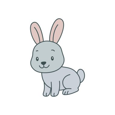 Sevimli çizgi film Tavşan boyama kitabı illüstrasyon vektör tasarım şablonları basit ve modern konsept