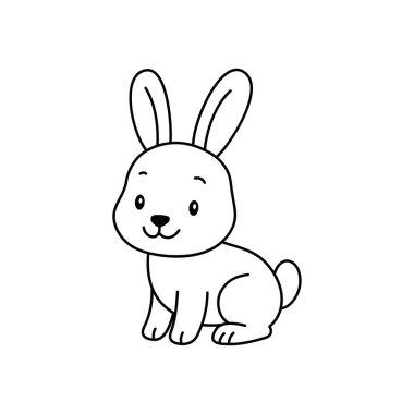 Sevimli çizgi film Tavşan boyama kitabı illüstrasyon vektör tasarım şablonları basit ve modern konsept