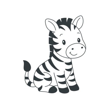 Tatlı çizgi film Zebra boyama kitabı illüstrasyon vektör tasarım şablonları basit ve modern konsept