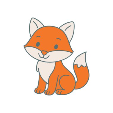 Şirin çizgi film Fox boyama kitabı illüstrasyon vektör tasarım şablonları basit ve modern konsept