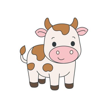 Şirin çizgi roman İnek boyama kitabı illüstrasyon vektör tasarım şablonları basit ve modern konsept