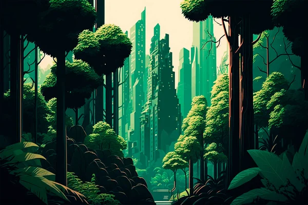 Arbres Verts Dans Forêt — Photo