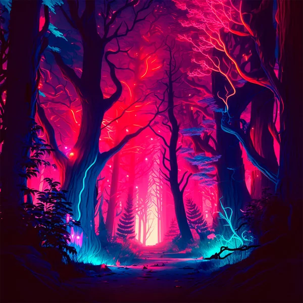 Arbre Est Dans Une Forêt Lumière Soir Concept Une Nouvelle — Photo