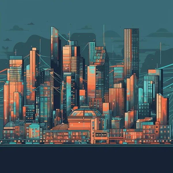 Vektorová Ilustrace Panoramatu Města — Stock fotografie