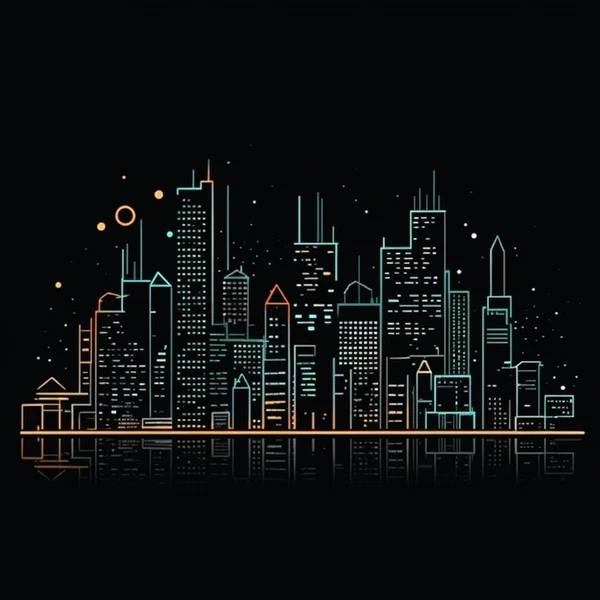 Vector Skyline Van Stad Illustratie — Stockfoto