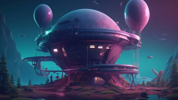 Illustration Planet Alien — Fotografia de Stock