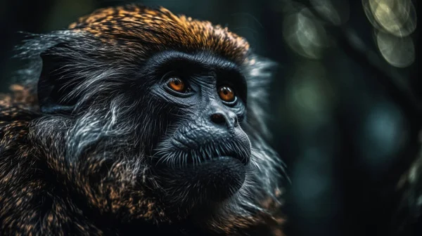 Close Black White Monkey — стоковое фото