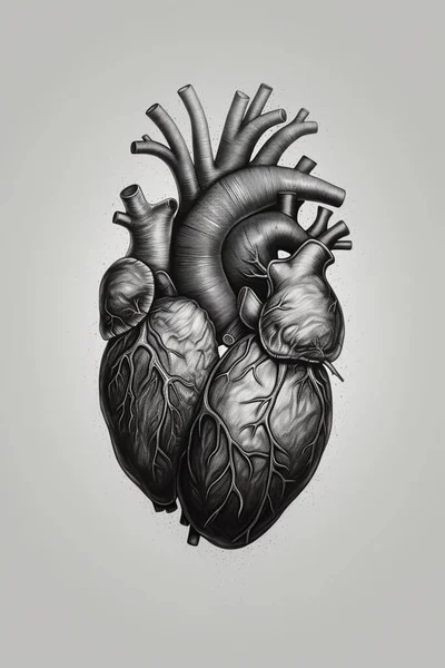 Ζωγραφισμένη Στο Χέρι Απεικόνιση Μιας Καρδιάς Λευκό Φόντο — Διανυσματικό Αρχείο