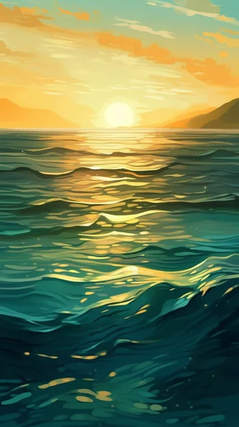 Όμορφο Ηλιοβασίλεμα Πάνω Από Θάλασσα — Διανυσματικό Αρχείο
