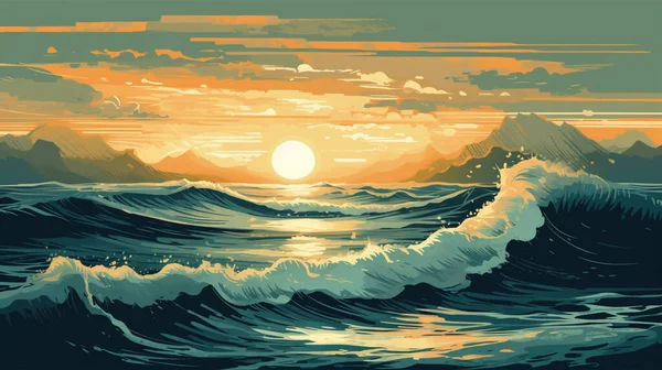 Абстрактний Фон Морськими Хвилями Річкою — стоковий вектор