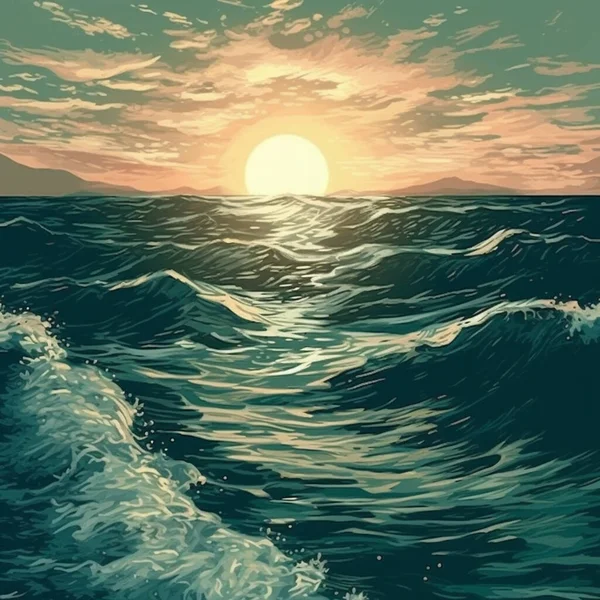 Piękny Zachód Słońca Nad Morzem — Wektor stockowy