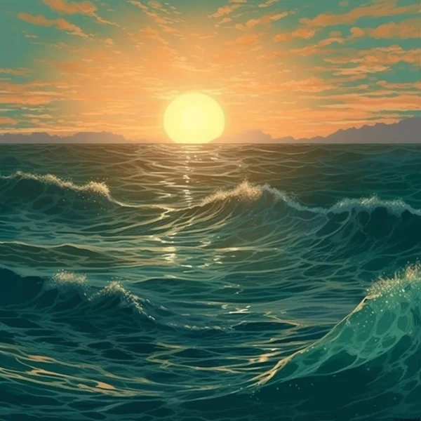Όμορφο Ηλιοβασίλεμα Πάνω Από Θάλασσα — Διανυσματικό Αρχείο
