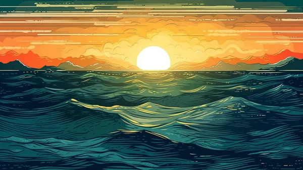 Абстрактный Фон Волнами Морской Волной Векторная Иллюстрация — стоковый вектор