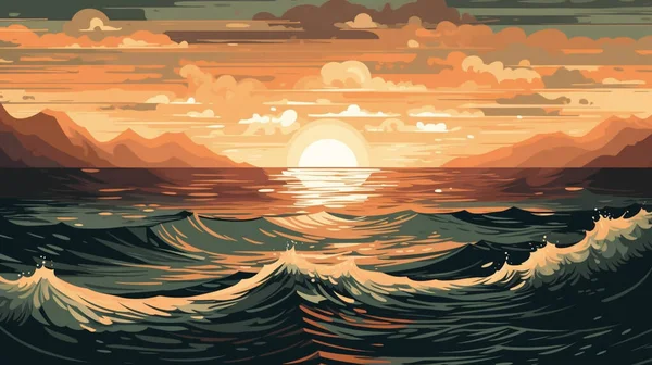 海浪和河流的抽象背景 — 图库矢量图片