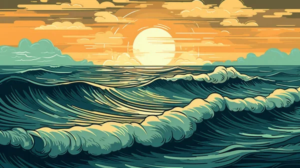 海の波と川の抽象的な背景 — ストックベクタ