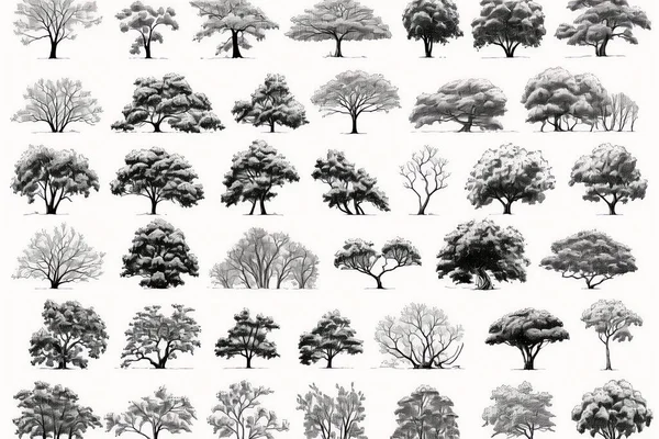 Σετ Σιλουέτας Δέντρου Εικονογράφηση Διανύσματος — Φωτογραφία Αρχείου