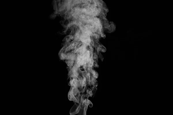 Biały Dym Izolowany Czarnym Tle — Zdjęcie stockowe
