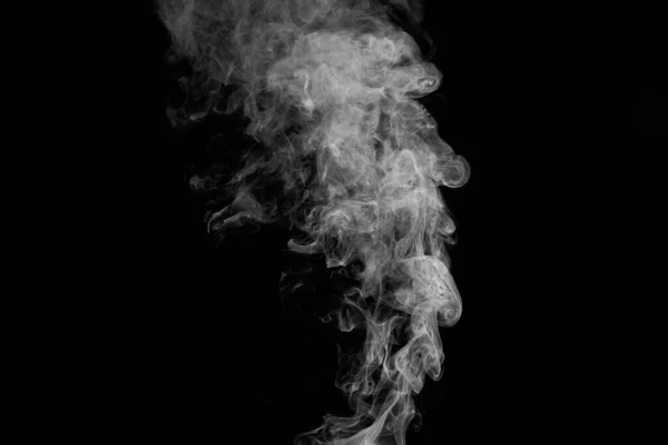Bílý Kouř Izolovaný Černém Pozadí — Stock fotografie
