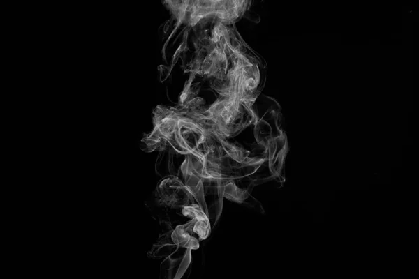 Fumée Blanche Abstraite Isolée Sur Fond Noir — Photo