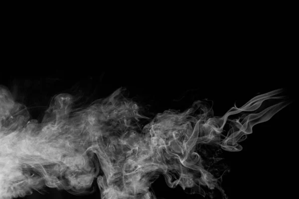 Abstracte Witte Rook Geïsoleerd Zwarte Achtergrond — Stockfoto