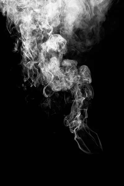 黑色背景上的白烟 烟的质感 烟熏的 覆盖的 — 图库照片