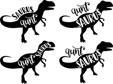 4 stil Saurus teyze, aile saurus, eşleşen aile, dinozor, saurus, dinozor ailesi, tRex, dino, t-rex dinozor vektör ilülasyon dosyası