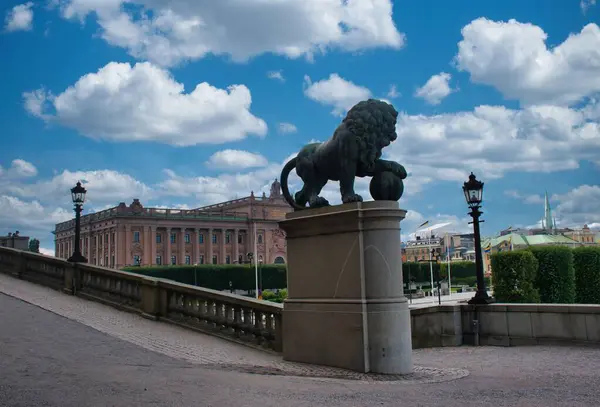 Królewskie Rzeźby Lwa Sztokholmie — Zdjęcie stockowe