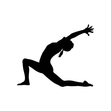 Beyaz arka planda yoga logosu silueti yapan kızlar