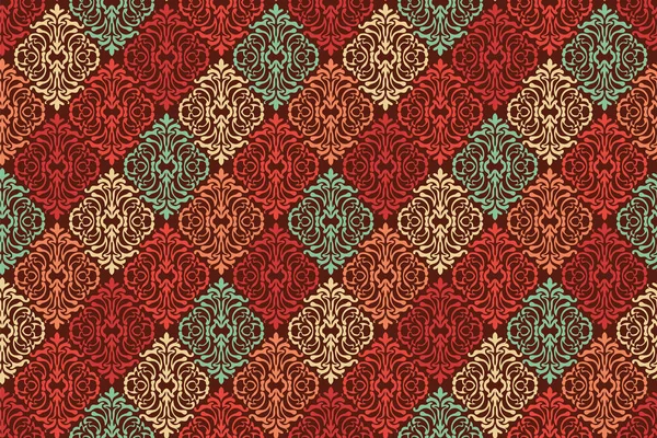 Patrón Sin Costura Retro Damasco Ornamental Abstracto — Vector de stock