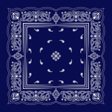 El çizimi modern kaşmir şal desenli bandana deseni