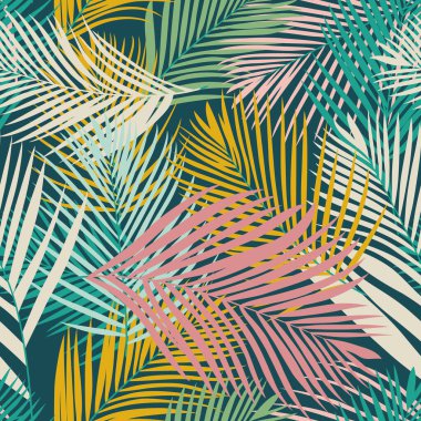 Colorful modern exotic tropical leaf seamless pattern