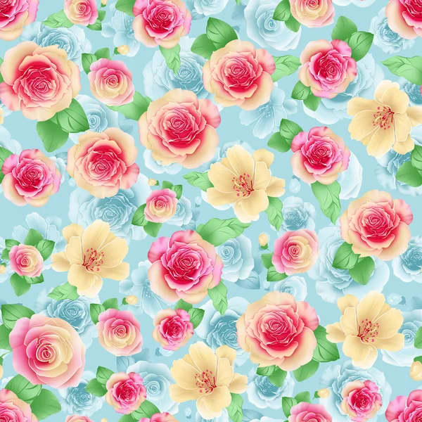 Colorful Rose Flower Seamless Pattern — Stock Photo, Image