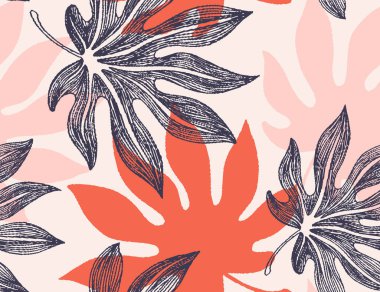 Minimum orman bitkisi kusursuz desenli modern illüstrasyon