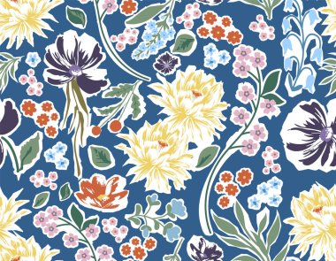 El çizimi kağıt kesimi rengarenk çiçek deseni