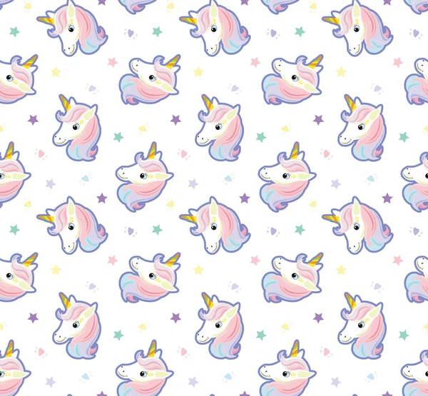 El çizimi fantezi karakteri tek boynuzlu at kafası çocuksu, pürüzsüz desen