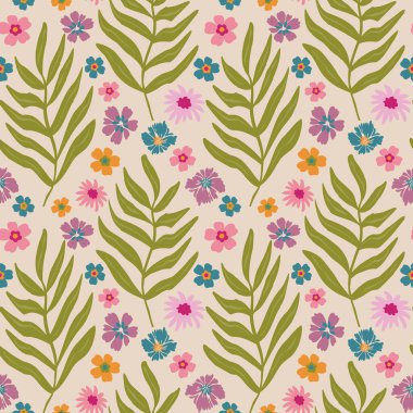 Estetik asgari antika 70 'lerin el yapımı, dikişsiz çiçek deseni