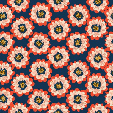 Retro egzotik el çizimi çiçekler arka plan, yüzey, ambalaj, kumaş için kusursuz desen