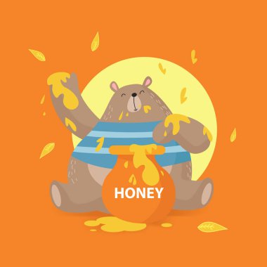 Sevimli vahşi ayı karakter vektör çizimi