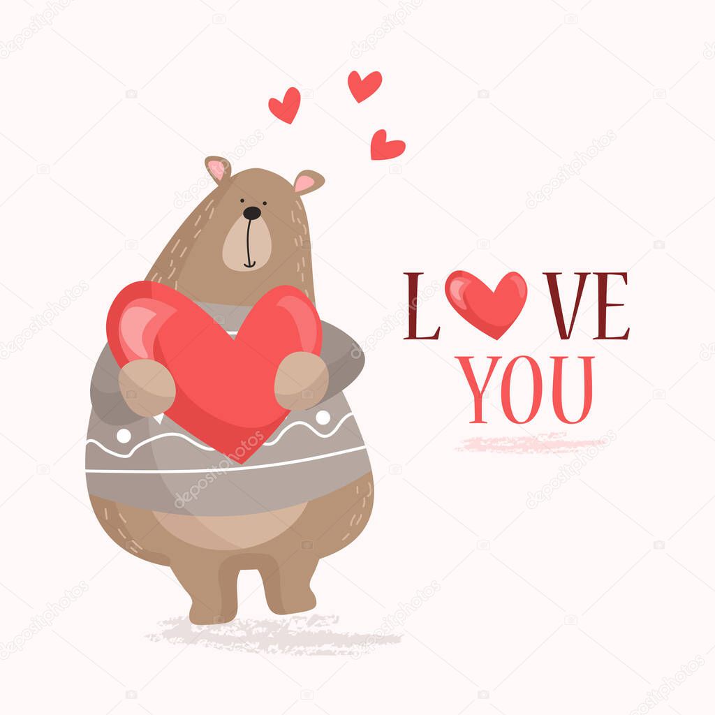 Cute wild bear character vector illustration