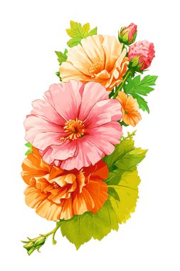 Güzel suluboya Alcea çiçek tasarımı