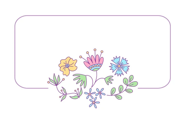 Modèle Étiquette Avec Design Floral Illustration Vectorielle Couleur Isolée Dans — Image vectorielle