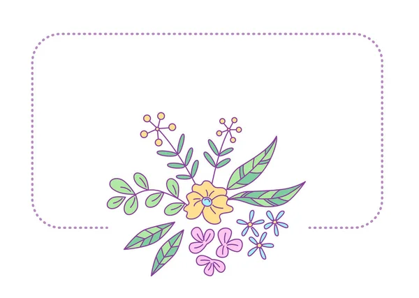 Šablona Štítku Květinovým Vzorem Vektorové Izolované Barevné Ilustrace Stylu Doodle — Stockový vektor