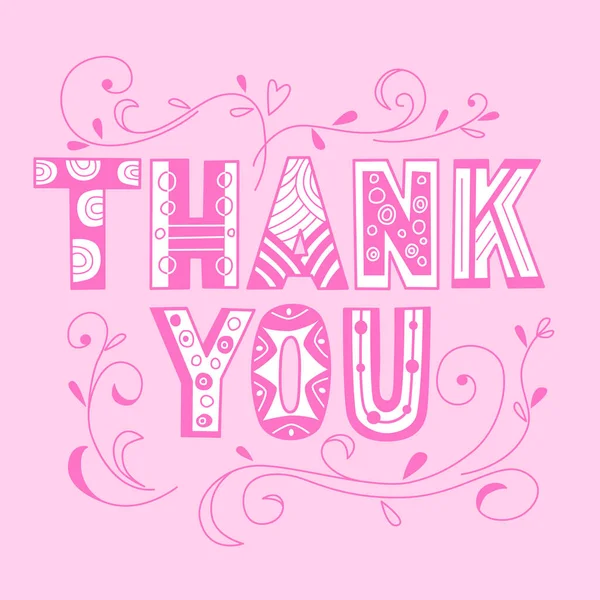Σας Ευχαριστώ Γράμματα Στυλ Doodle Διάνυσμα Έγχρωμη Απεικόνιση Ροζ Φόντο — Διανυσματικό Αρχείο