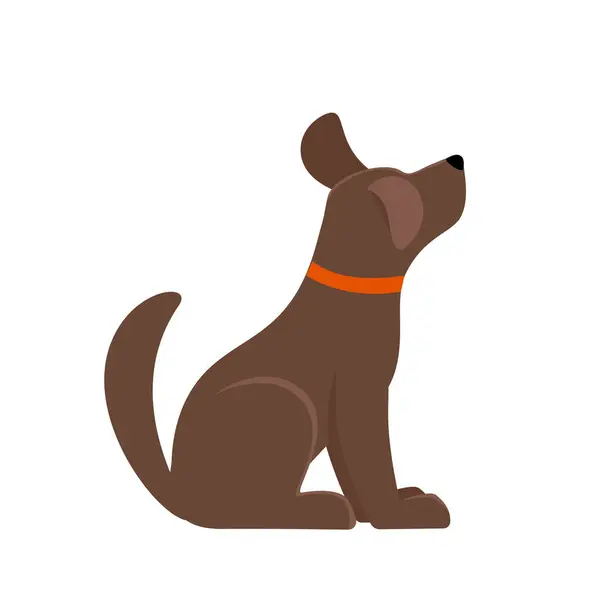 Köpek oturuyor. Yan görünüm. Düz biçimli vektör renk çizimi.
